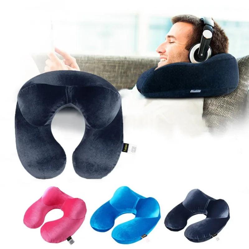 Almohada de viaje en forma de U para avión Almohada inflable para el cuello