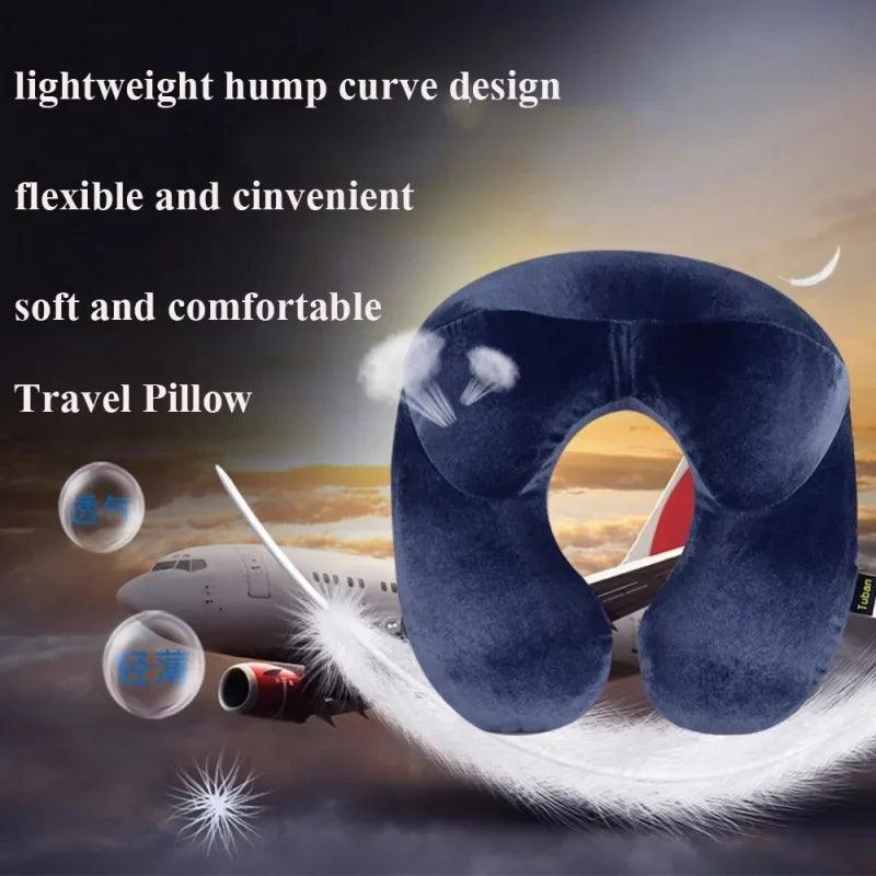 Almohada de viaje en forma de U para avión Almohada inflable para el cuello